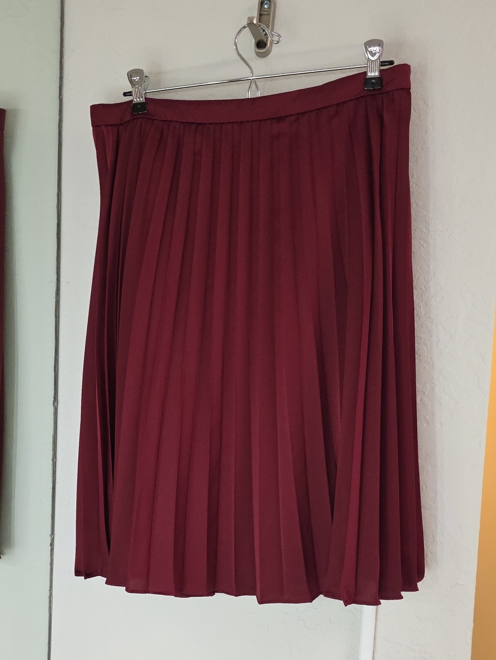 J. Crew Pleated Wine-Red Skater Skirt